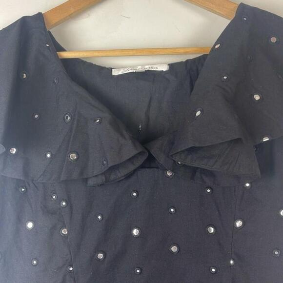 LOVERS + FRIENDS Lulu Mirror Ruffle Black Mini Dress Size Medium New - Picture 4 of 10